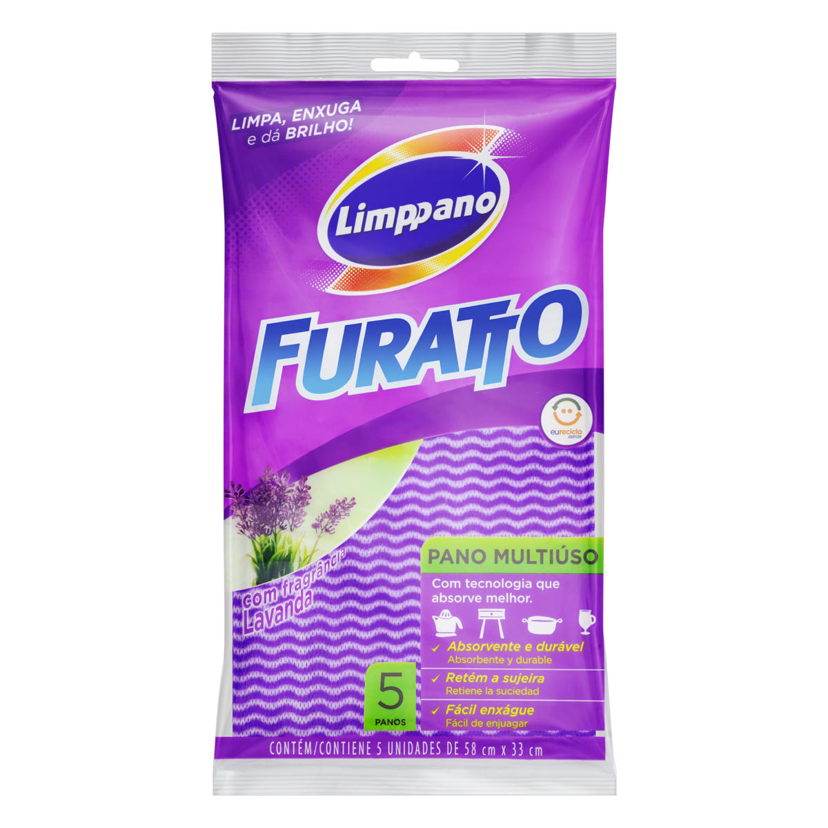 imagem de PANO MULTIUSO LIMPPANO FURATTO AZUL  5UN