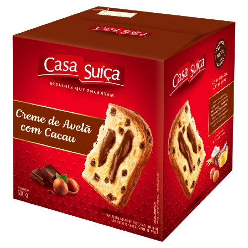 imagem de PANETONE CASA SUICA CREM AVELA C  CACAU 500GR