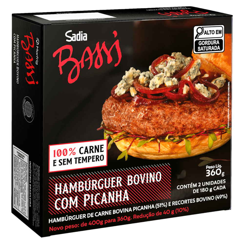 imagem de BIFE HAMBURG  BOV PICANHA BASSI 360G