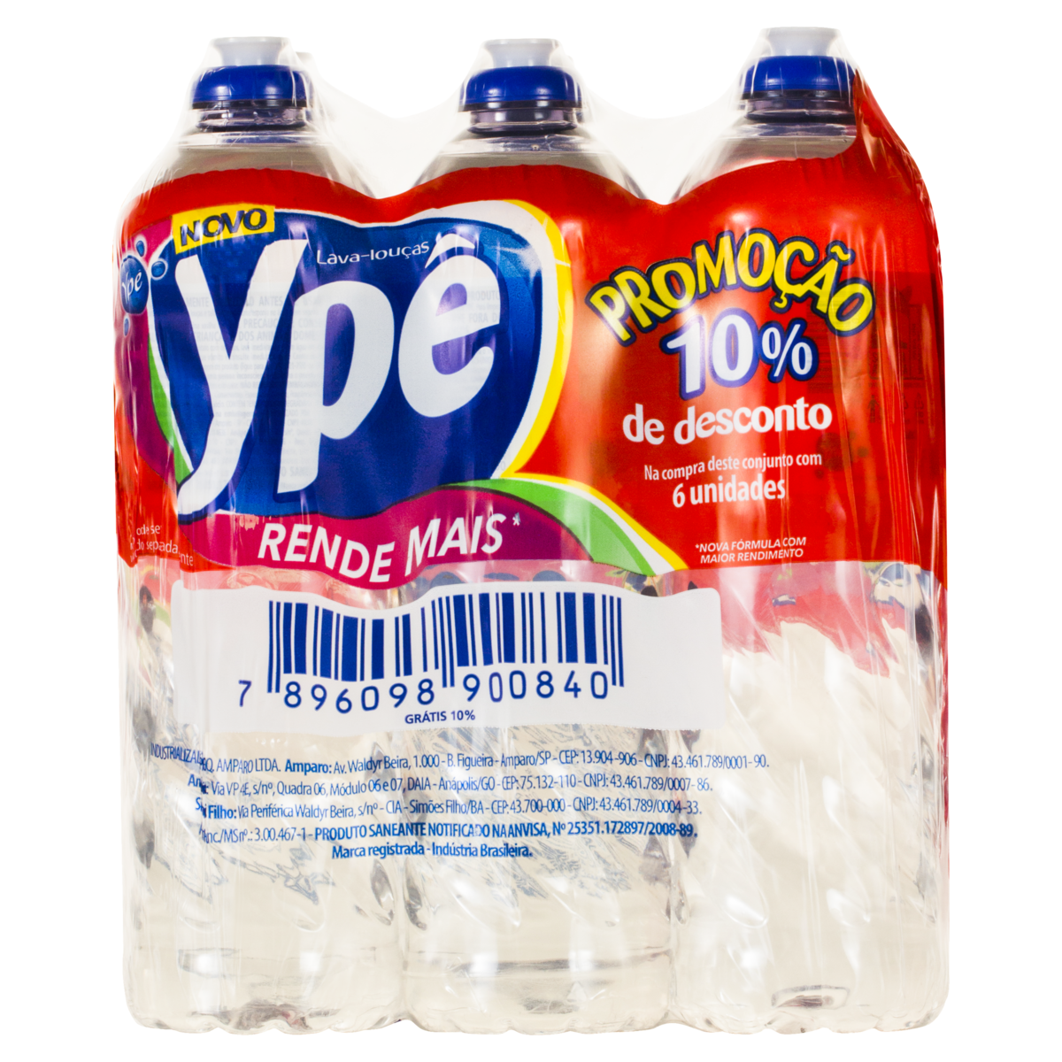 imagem de DETERG YPE PACK 6UN 500ML CLEAR
