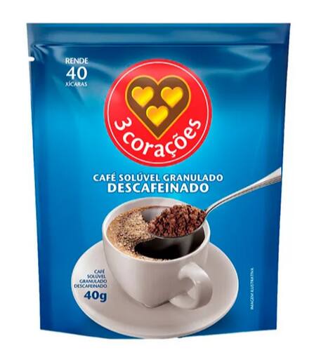 imagem de CAFE SOLUVEL TRES CORACOES GRANU DESCAF  REFIL 40G