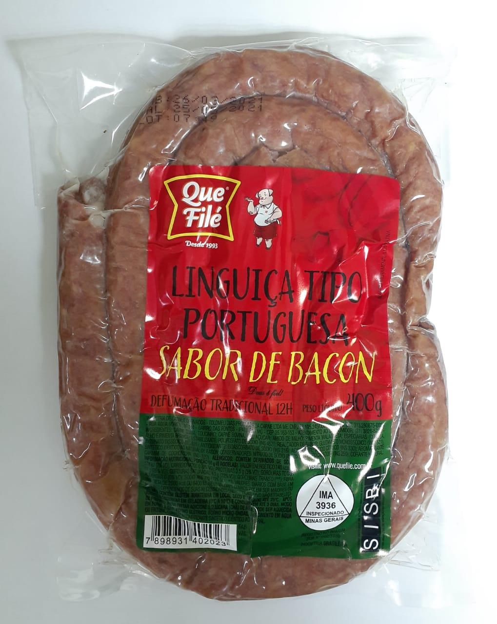 imagem de LINGUICA QUE FILE PORT C  BACON DEFUMADA 400G DELICIOSA