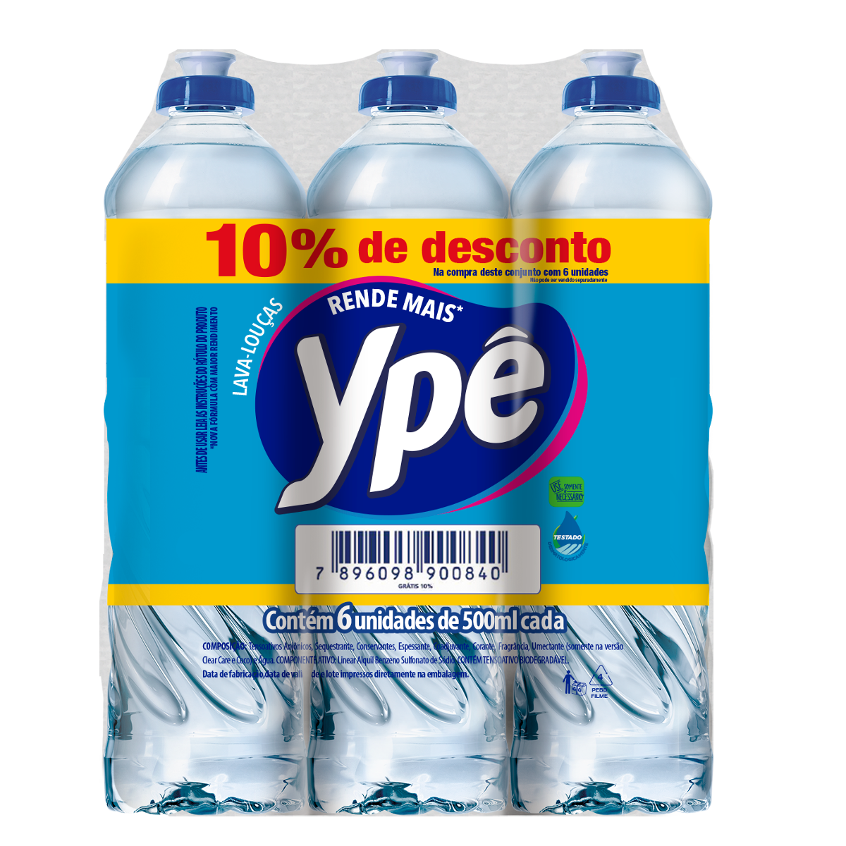 imagem de DETERG YPE PACK 6UN 500ML NEUTRO