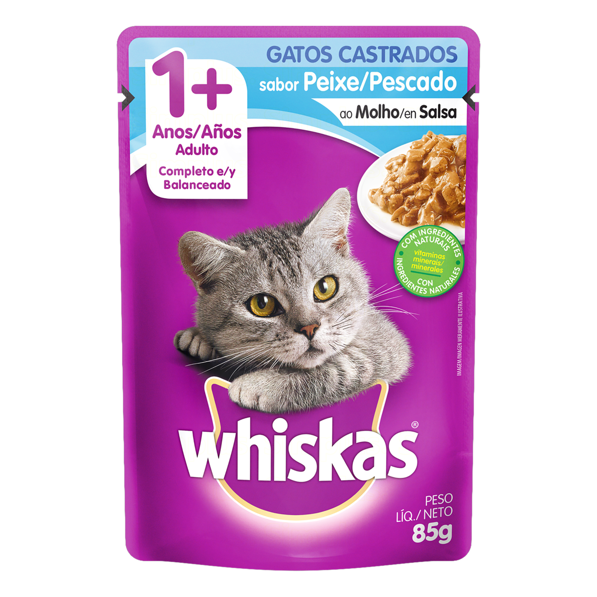 imagem de RACAO GATO WHISKAS PEIXE CASTRADO 85G