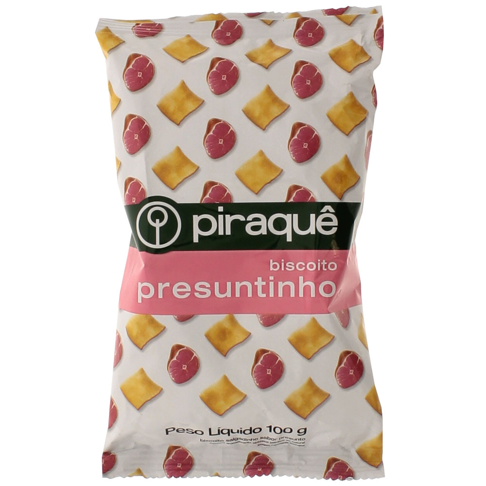 imagem de BISCOITO SALGADINHO PRESUNTINHO PIRAQUE 100G